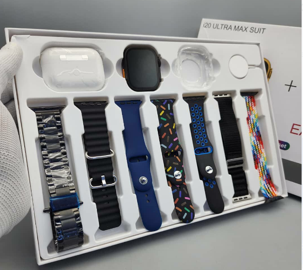 i20 Ultra MAX Suit(10 in 1 Set) SmartWatch + Aiir pods Pro